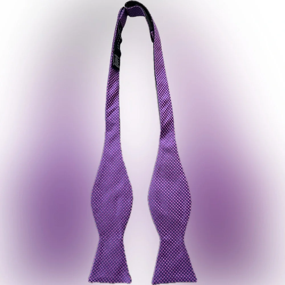 🟣🩷 Adjustable Self-Tie Bow Tie by Ted Baker | Purple with Pink Dots - Picture 7 of 17